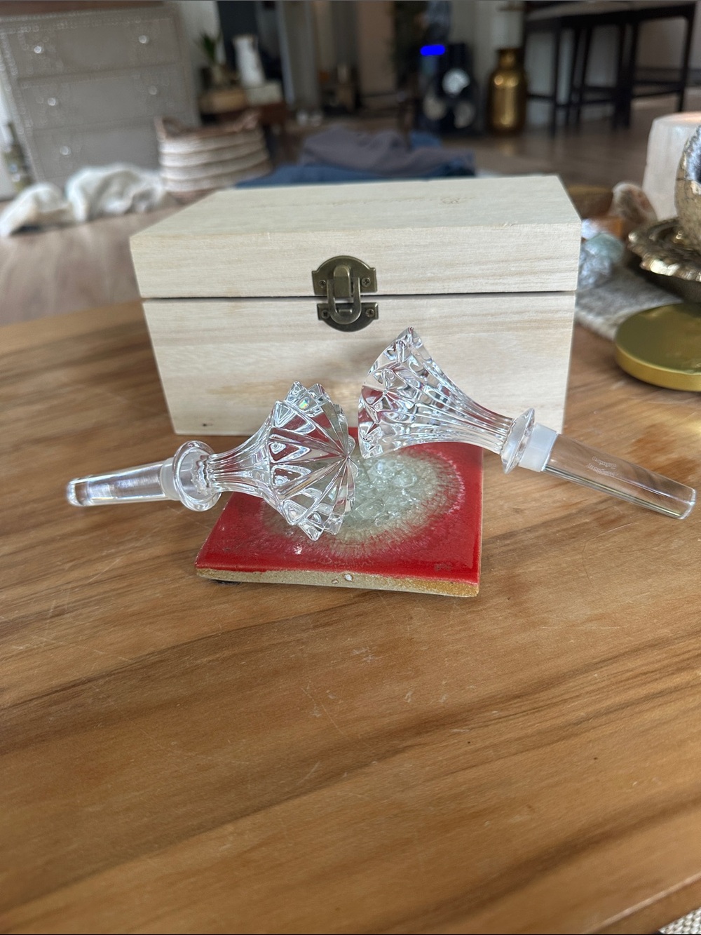 Crystal Cut Glass Bottle Stoppers - Pair